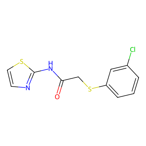 2-(3-chlorophenyl)sulfanyl-N-(1,3-thiazol-2-yl)acetamide structure