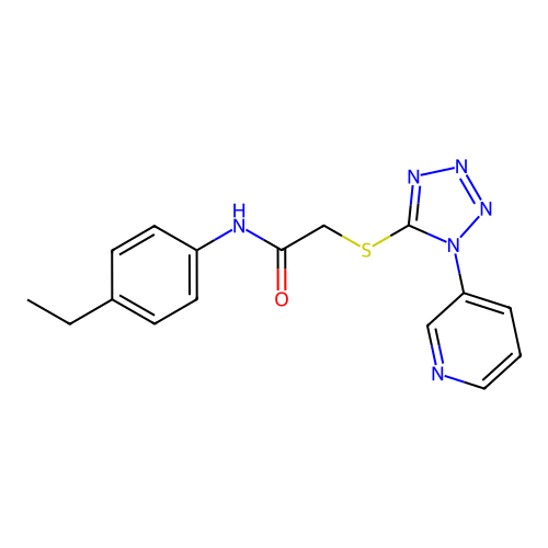 N-(4-ethylphenyl)-2-(1-pyridin-3-yltetrazol-5-yl)sulfanylacetamide structure