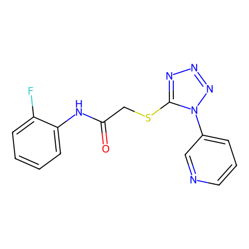 N-(2-fluorophenyl)-2-(1-pyridin-3-yltetrazol-5-yl)sulfanylacetamide structure