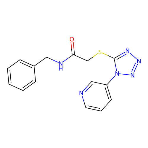 N-benzyl-2-(1-pyridin-3-yltetrazol-5-yl)sulfanylacetamide structure