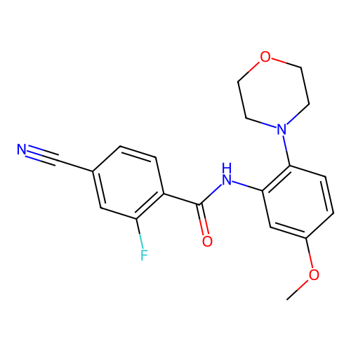 4-cyano-2-fluoro-N-(5-methoxy-2-morpholin-4-ylphenyl)benzamide structure