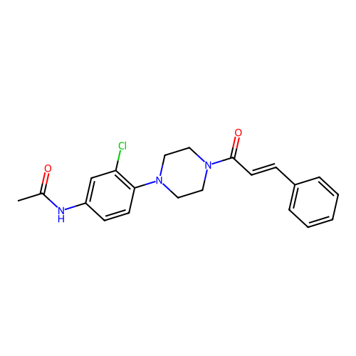N-[3-chloro-4-[4-[(E)-3-phenylprop-2-enoyl]piperazin-1-yl]phenyl]acetamide structure