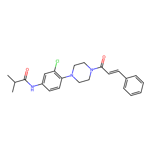 (E)-N-(3-chloro-4-(4-cinnamoylpiperazin-1-yl)phenyl)isobutyramide structure