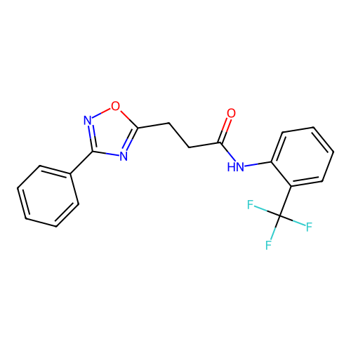 3-(3-phenyl-1,2,4-oxadiazol-5-yl)-N-[2-(trifluoromethyl)phenyl]propanamide structure
