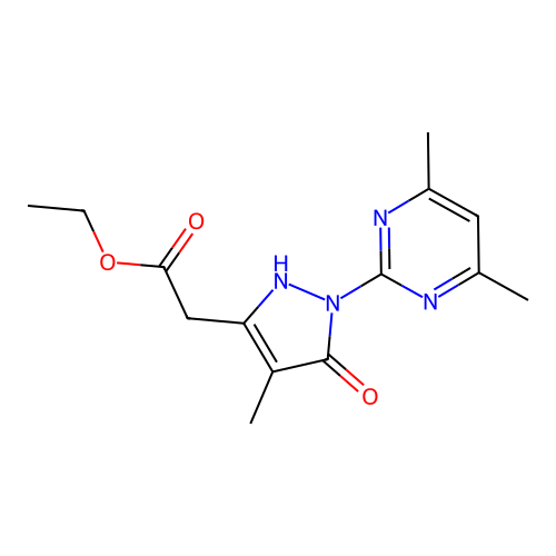 ethyl 2-[2-(4,6-dimethylpyrimidin-2-yl)-4-methyl-3-oxo-1H-pyrazol-5-yl]acetate structure