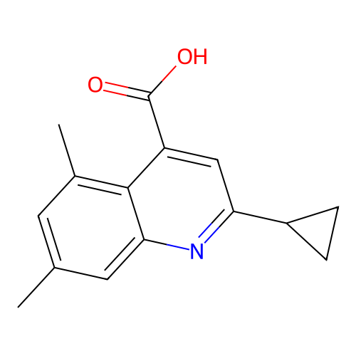 2-Cyclopropyl-5,7-dimethylquinoline-4-carboxylic acid structure