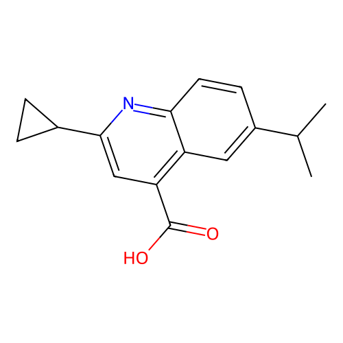 2-Cyclopropyl-6-(1-methylethyl)-4-quinolinecarboxylic acid structure
