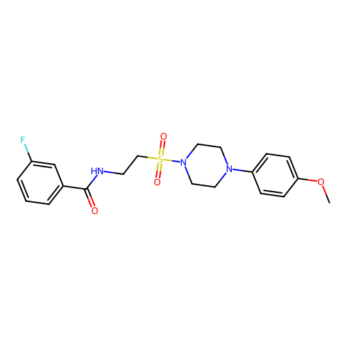 3-fluoro-N-(2-{[4-(4-methoxyphenyl)piperazin-1-yl]sulfonyl}ethyl)benzamide structure