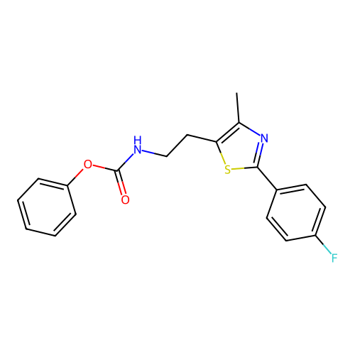 phenyl N-{2-[2-(4-fluorophenyl)-4-methyl-1,3-thiazol-5-yl]ethyl}carbamate structure