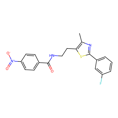 N-(2-(2-(3-fluorophenyl)-4-methylthiazol-5-yl)ethyl)-4-nitrobenzamide structure