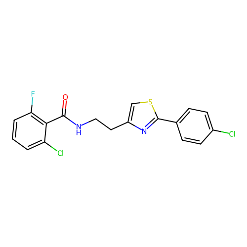 2-chloro-N-{2-[2-(4-chlorophenyl)-1,3-thiazol-4-yl]ethyl}-6-fluorobenzamide structure