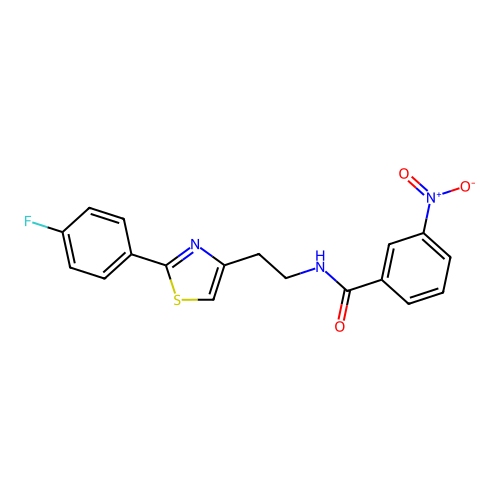 N-(2-(2-(4-fluorophenyl)thiazol-4-yl)ethyl)-3-nitrobenzamide structure