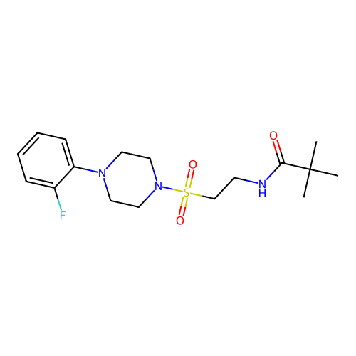 N-(2-((4-(2-fluorophenyl)piperazin-1-yl)sulfonyl)ethyl)pivalamide structure