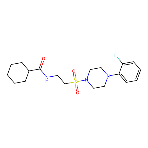 N-[2-[4-(2-fluorophenyl)piperazin-1-yl]sulfonylethyl]cyclohexanecarboxamide structure