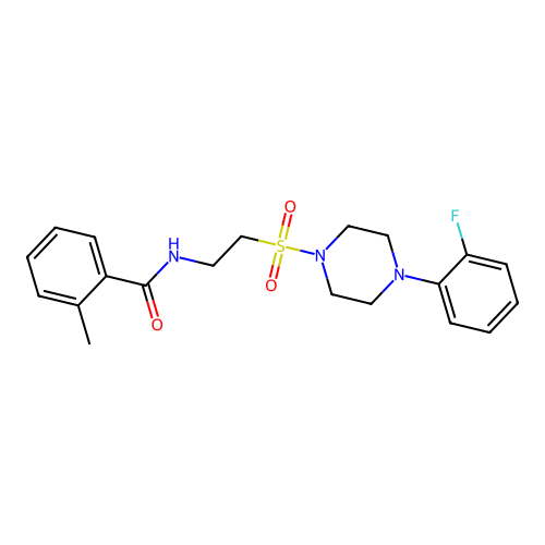 N-(2-((4-(2-fluorophenyl)piperazin-1-yl)sulfonyl)ethyl)-2-methylbenzamide structure