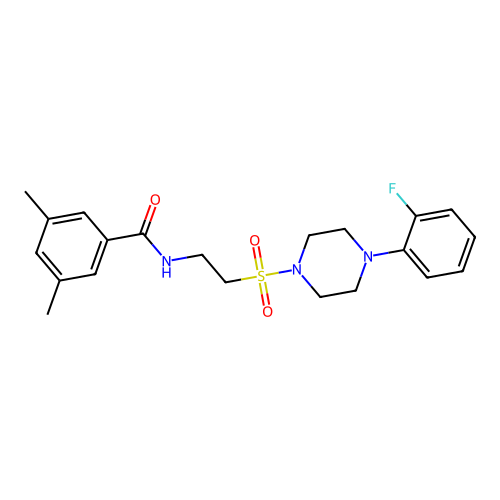 N-[2-[4-(2-fluorophenyl)piperazin-1-yl]sulfonylethyl]-3,5-dimethylbenzamide structure