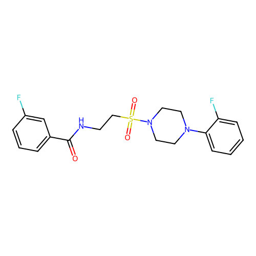 3-fluoro-N-(2-((4-(2-fluorophenyl)piperazin-1-yl)sulfonyl)ethyl)benzamide structure