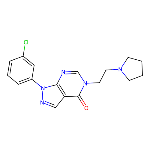 1-(3-Chlorophenyl)-5-(2-pyrrolidin-1-ylethyl)pyrazolo[3,4-d]pyrimidin-4-one structure