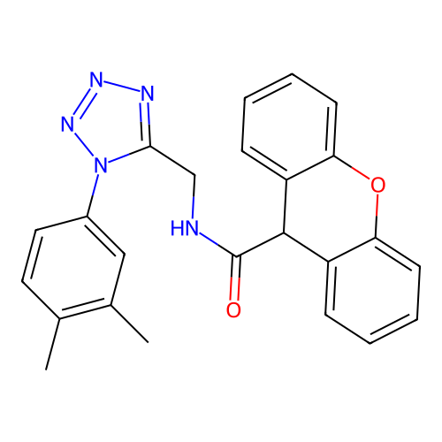 N-[[1-(3,4-dimethylphenyl)tetrazol-5-yl]methyl]-9H-xanthene-9-carboxamide structure