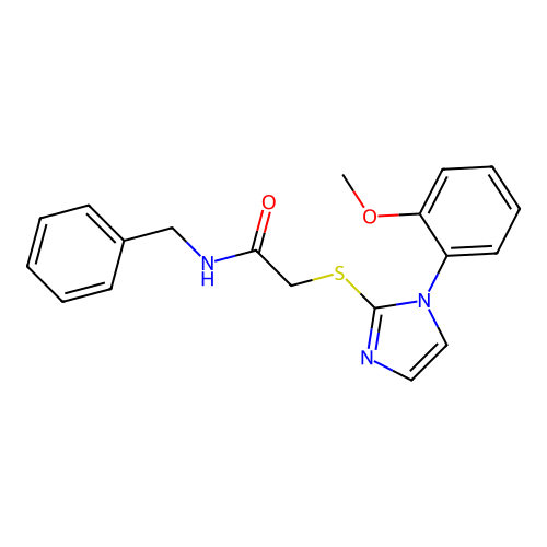 N-benzyl-2-((1-(2-methoxyphenyl)-1H-imidazol-2-yl)thio)acetamide structure