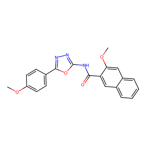 3-methoxy-N-[5-(4-methoxyphenyl)-1,3,4-oxadiazol-2-yl]naphthalene-2-carboxamide structure