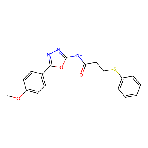 N-(5-(4-methoxyphenyl)-1,3,4-oxadiazol-2-yl)-3-(phenylthio)propanamide structure