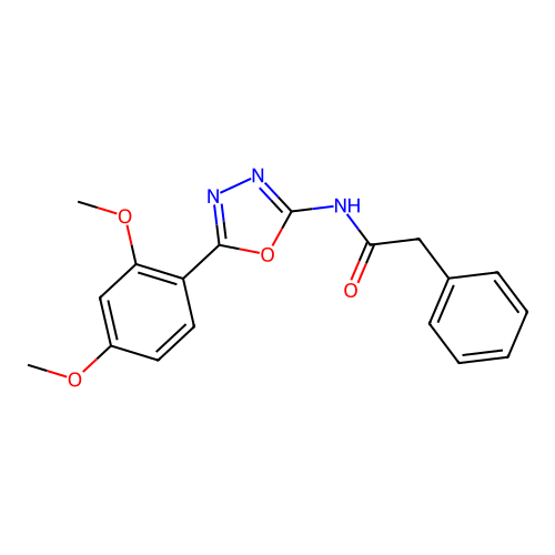 N-[5-(2,4-dimethoxyphenyl)-1,3,4-oxadiazol-2-yl]-2-phenylacetamide structure