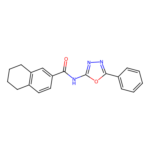 N-(5-phenyl-1,3,4-oxadiazol-2-yl)-5,6,7,8-tetrahydronaphthalene-2-carboxamide structure