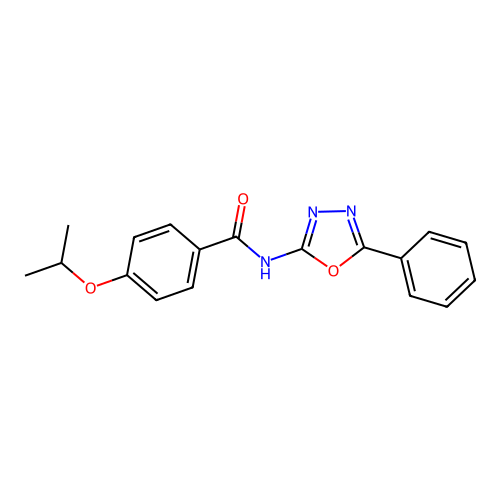 4-isopropoxy-N-(5-phenyl-1,3,4-oxadiazol-2-yl)benzamide structure