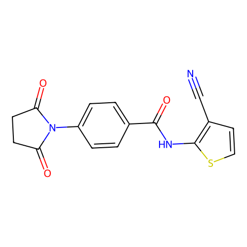 N-(3-cyanothiophen-2-yl)-4-(2,5-dioxopyrrolidin-1-yl)benzamide structure