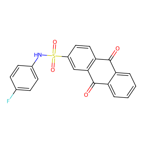 N-(4-fluorophenyl)-9,10-dioxo-9,10-dihydroanthracene-2-sulfonamide structure