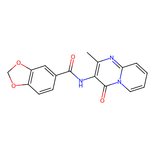 N-(2-methyl-4-oxopyrido[1,2-a]pyrimidin-3-yl)-1,3-benzodioxole-5-carboxamide structure