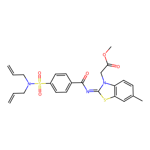 (Z)-methyl 2-(2-((4-(N,N-diallylsulfamoyl)benzoyl)imino)-6-methylbenzo[d]thiazol-3(2H)-yl)acetate structure