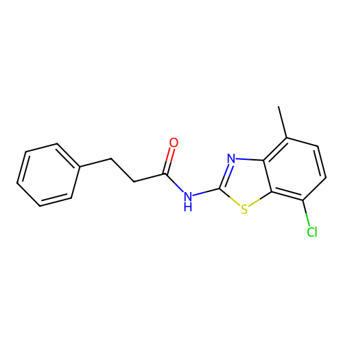 N-(7-chloro-4-methyl-1,3-benzothiazol-2-yl)-3-phenylpropanamide structure