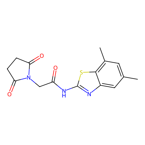 N-(5,7-dimethyl-1,3-benzothiazol-2-yl)-2-(2,5-dioxopyrrolidin-1-yl)acetamide structure