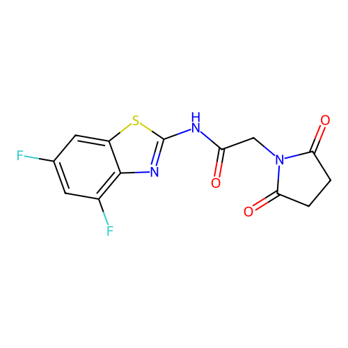 N-(4,6-difluoro-1,3-benzothiazol-2-yl)-2-(2,5-dioxopyrrolidin-1-yl)acetamide structure