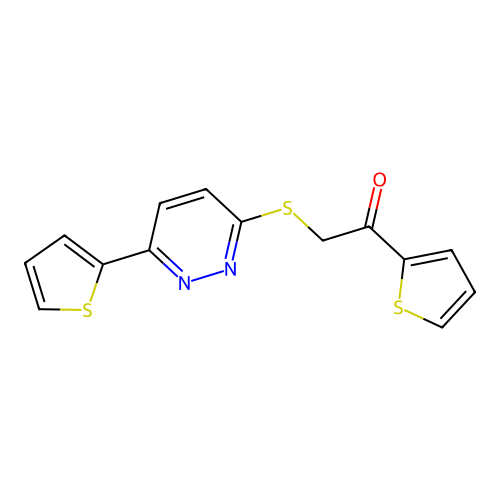 1-Thiophen-2-yl-2-(6-thiophen-2-ylpyridazin-3-yl)sulfanylethanone structure