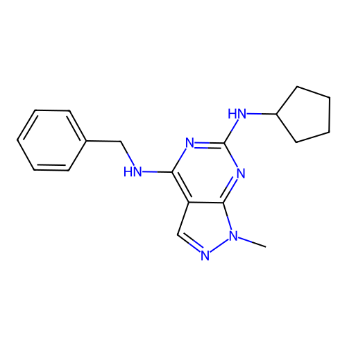 N4-benzyl-N6-cyclopentyl-1-methyl-1H-pyrazolo[3,4-d]pyrimidine-4,6-diamine structure