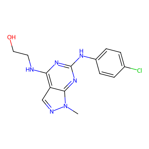 2-({6-[(4-chlorophenyl)amino]-1-methyl-1H-pyrazolo[3,4-d]pyrimidin-4-yl}amino)ethan-1-ol structure
