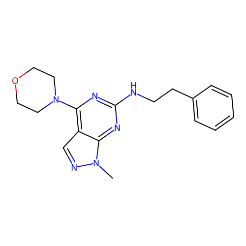 1-methyl-4-(morpholin-4-yl)-N-(2-phenylethyl)-1H-pyrazolo[3,4-d]pyrimidin-6-amine structure