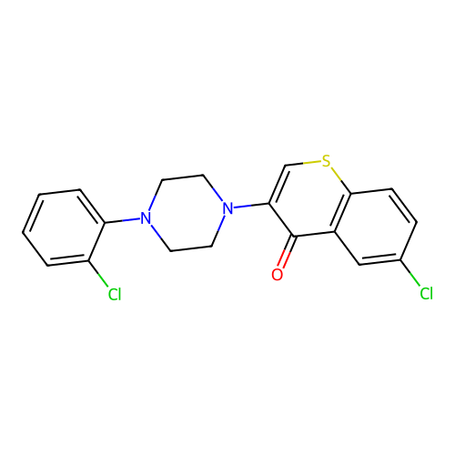 6-Chloro-3-[4-(2-chlorophenyl)piperazin-1-yl]thiochromen-4-one structure