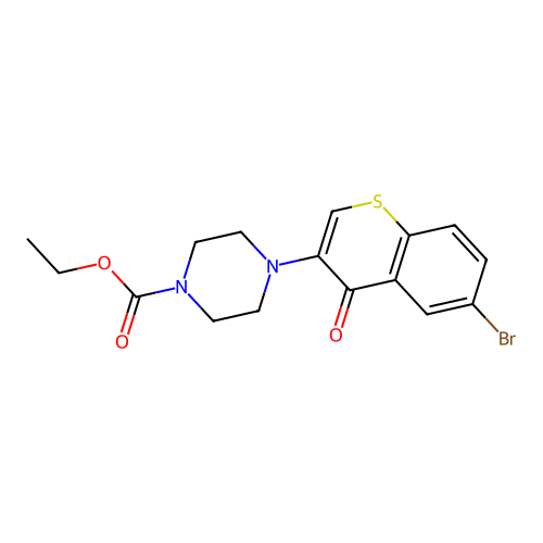 ethyl 4-(6-bromo-4-oxo-4H-thiochromen-3-yl)piperazine-1-carboxylate structure
