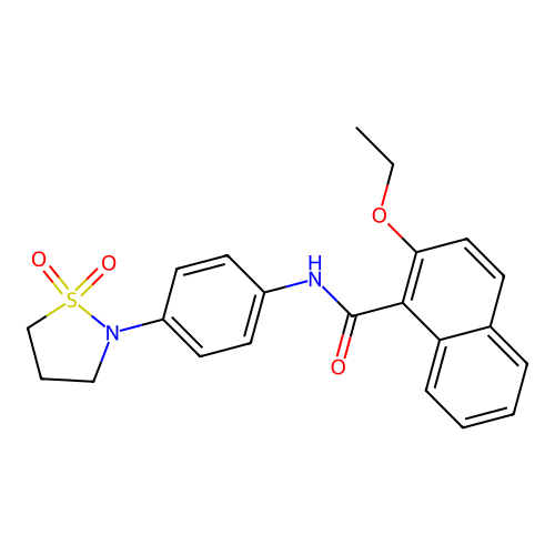 N-(4-(1,1-dioxidoisothiazolidin-2-yl)phenyl)-2-ethoxy-1-naphthamide structure