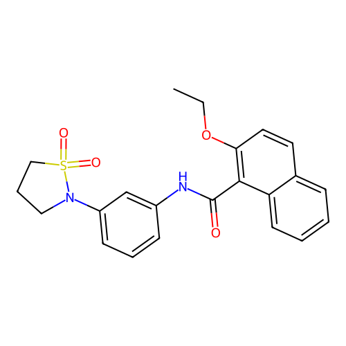 N-(3-(1,1-dioxidoisothiazolidin-2-yl)phenyl)-2-ethoxy-1-naphthamide structure
