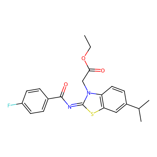 ethyl 2-[2-(4-fluorobenzoyl)imino-6-propan-2-yl-1,3-benzothiazol-3-yl]acetate structure