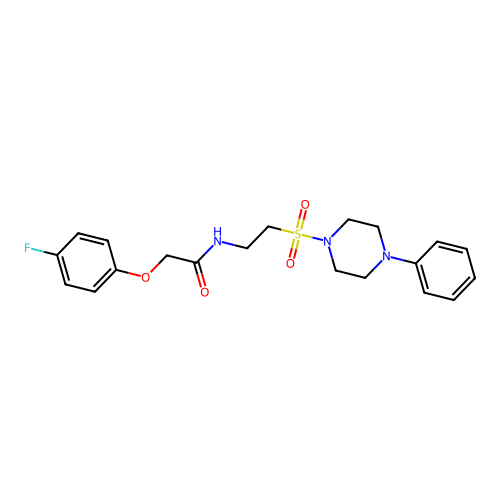 2-(4-fluorophenoxy)-N-[2-(4-phenylpiperazin-1-yl)sulfonylethyl]acetamide structure