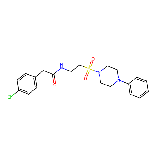 2-(4-chlorophenyl)-N-[2-(4-phenylpiperazin-1-yl)sulfonylethyl]acetamide structure
