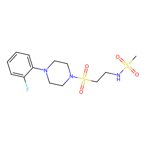 N-(2-((4-(2-fluorophenyl)piperazin-1-yl)sulfonyl)ethyl)methanesulfonamide structure