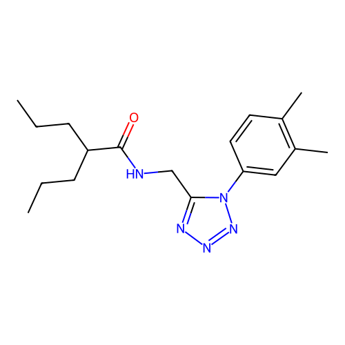 N-[[1-(3,4-dimethylphenyl)tetrazol-5-yl]methyl]-2-propylpentanamide structure