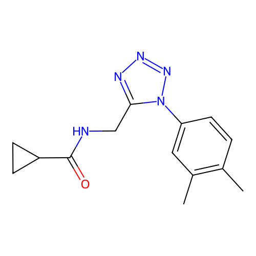 N-((1-(3,4-dimethylphenyl)-1H-tetrazol-5-yl)methyl)cyclopropanecarboxamide structure
